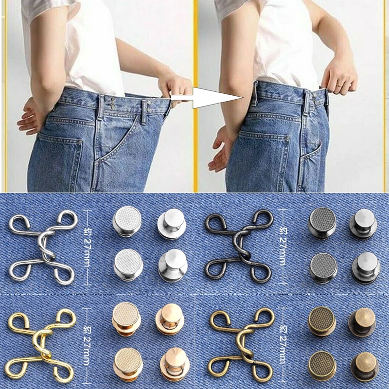 Fashion Waist Buckle Extender Resuable Waist Closing Nail free Buckle For Women Men Jeans Pants Clothing Sewing Removable Detachable Adjustable Snap Button Shopee Malaysia