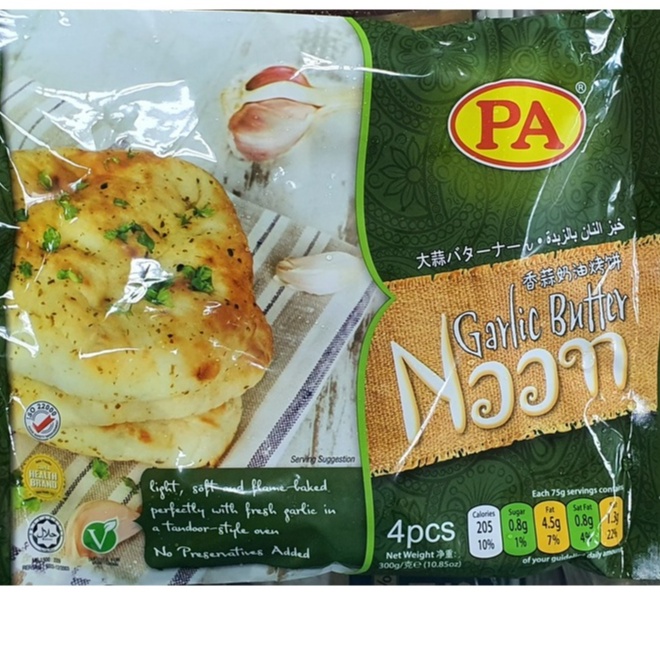 Kawan PA Roti Naan 4's 300g Frozen Tandoori Original Garlic Butter ...