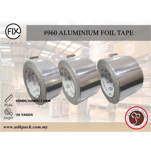 Aluminium Foil Tape – 48mm, 72mm, Or 96mm Wide – 50m Silver Insulation Adhesive Metal Tape