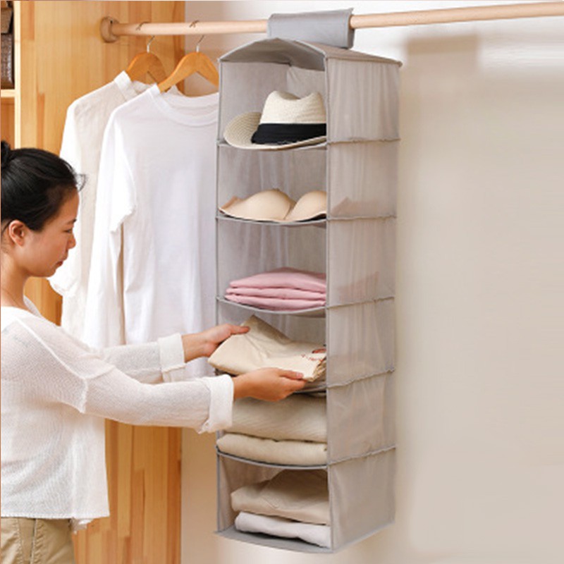 6 Layers Interlayer Drawer Type Wardrobe Hanging Storage Bag