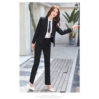 New&Real Stock】Women's office set wear long blazer and pants 2