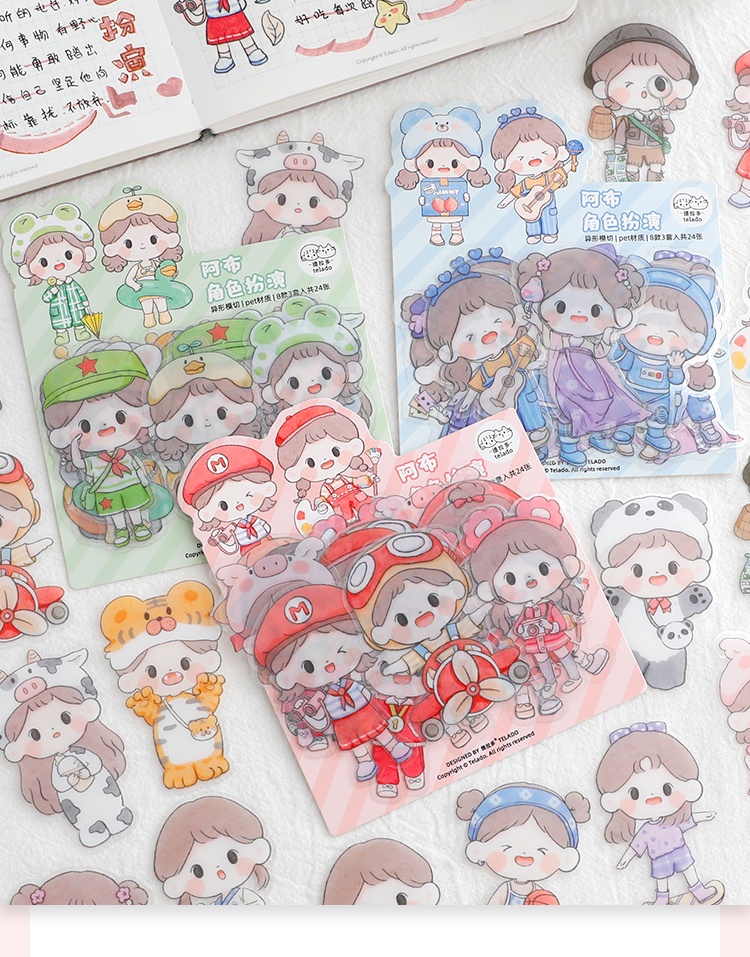 24Pcs Cute Journal Stickers Pack Cute Phone Sticker PET Waterproof ...