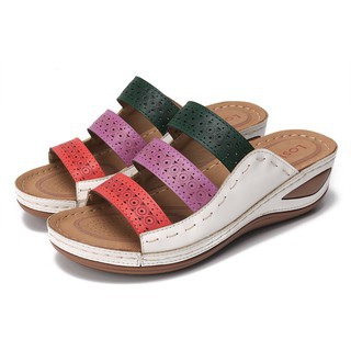 Women's three color hot sale stitching sandals