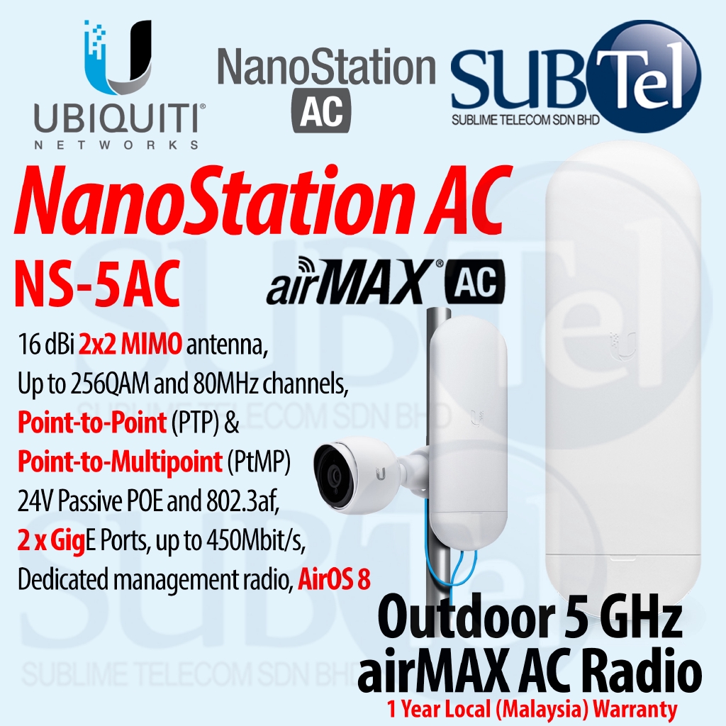 NS5AC Ubiquiti Networks NanoStation AC 5GHz Bridge 16dBi UBNT AirMax