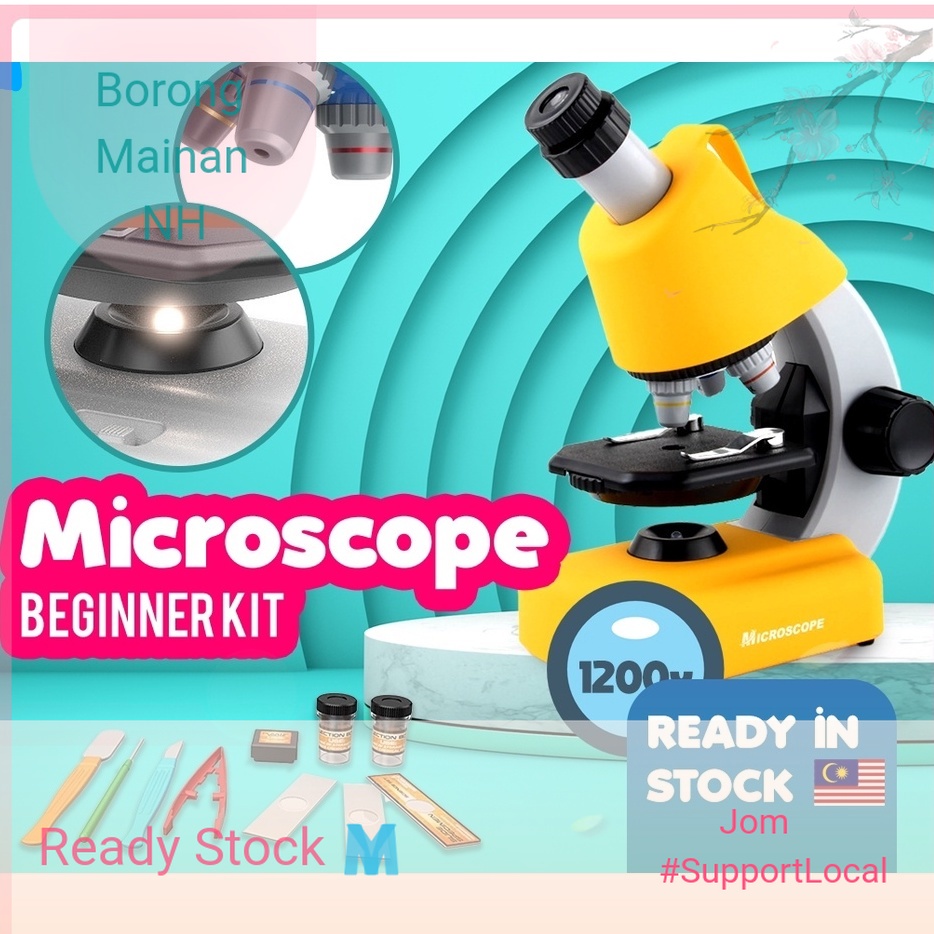 Alat Mikroskop Sains 1200x Magnification Educational Experiment Kit