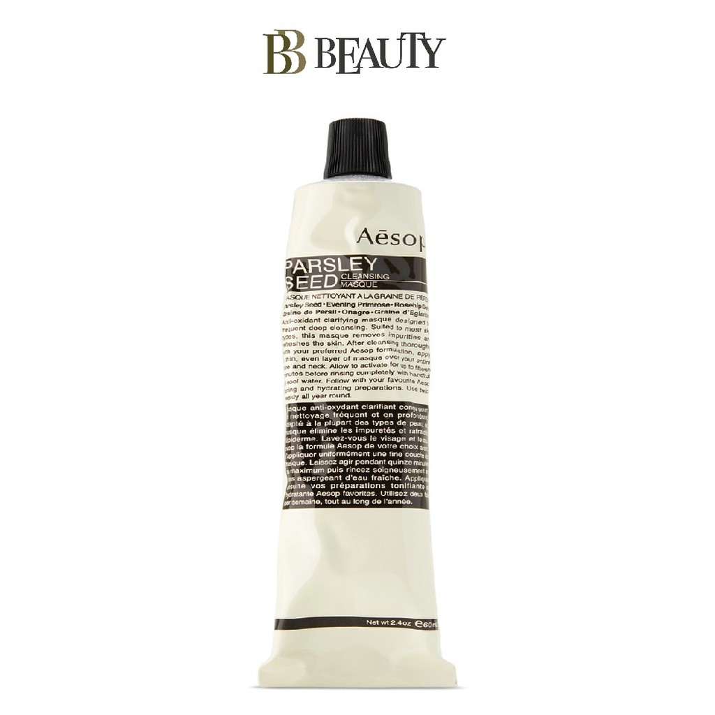 Masque Nettoyant Aesop Parsley Seed - Format 60ml (2.4oz), Neuf Dans Son Emballage, Pour Peaux Sèches - Soin Clarifiant à La Graine De Persil