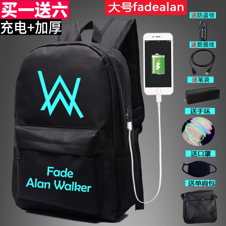 Alan Walker Alan Walker Same Backpack Faded Backpack DJ School Bag Middle School Student Luminous Backpack