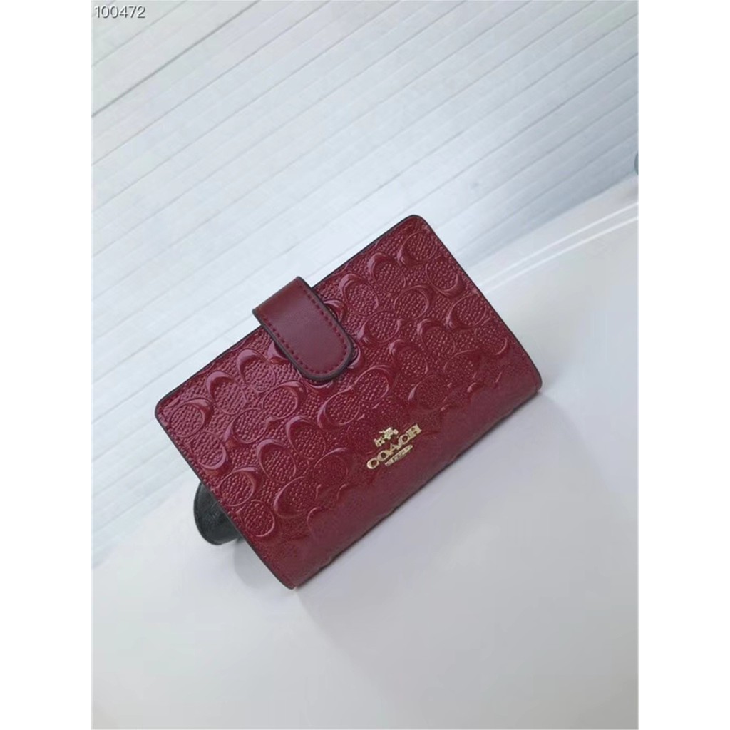 25937 Medium Corner Zip Wallet Debossed Signature Leather Women Fold Over Purse Short Card Coin Purse Dompet Wanita Shopee Malaysia