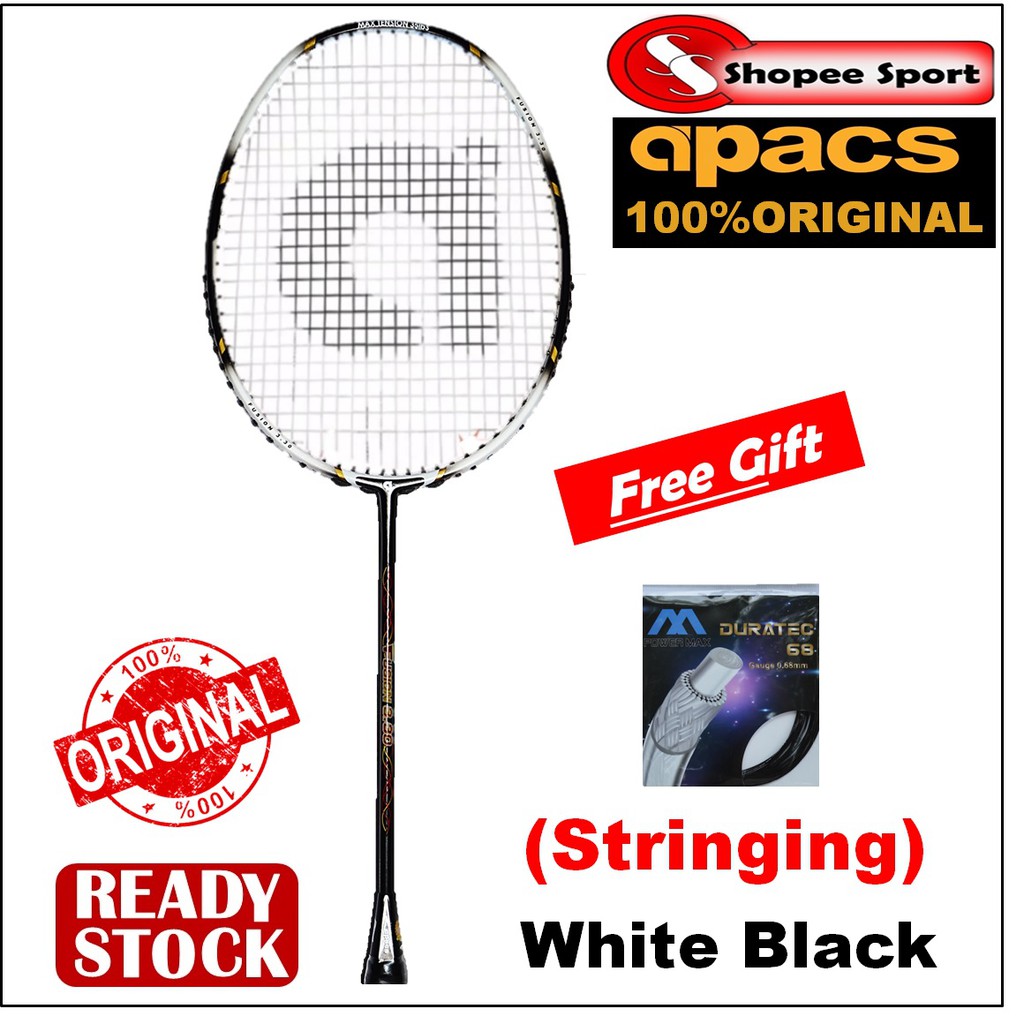 Apacs Fusion 3.30 (Stringing) Badminton Racket - White/Black | Shopee ...