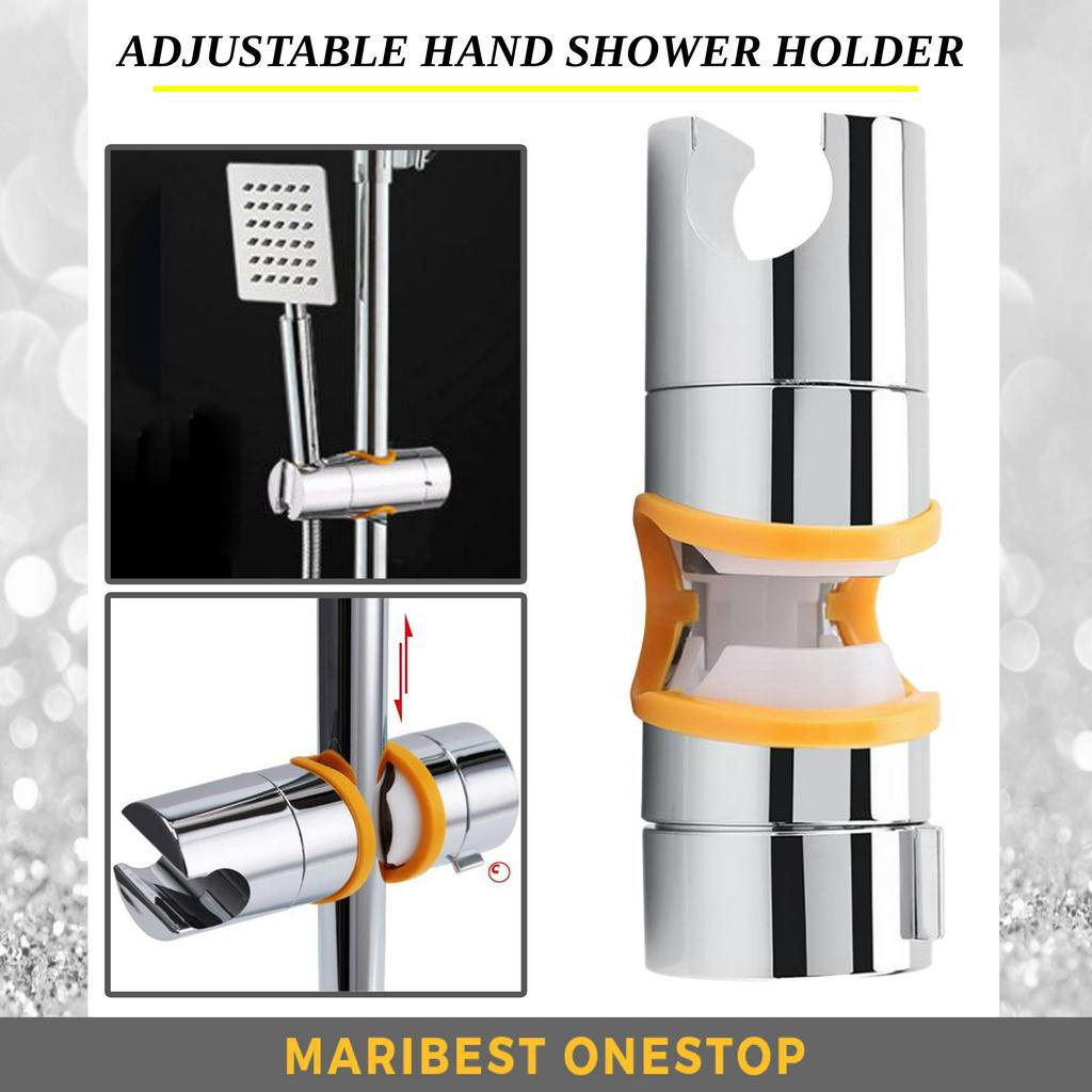 ADJUSTABLE HAND SHOWER HOLDER CHROME For Slide Bar 360 Degree Rotation Sprayer Shower Arm Holder
