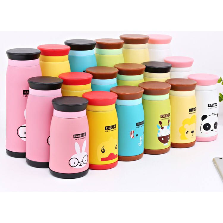 Vacuum Thermos Flask Bottles Thermal Bottle Cute Animal Design Botol ...