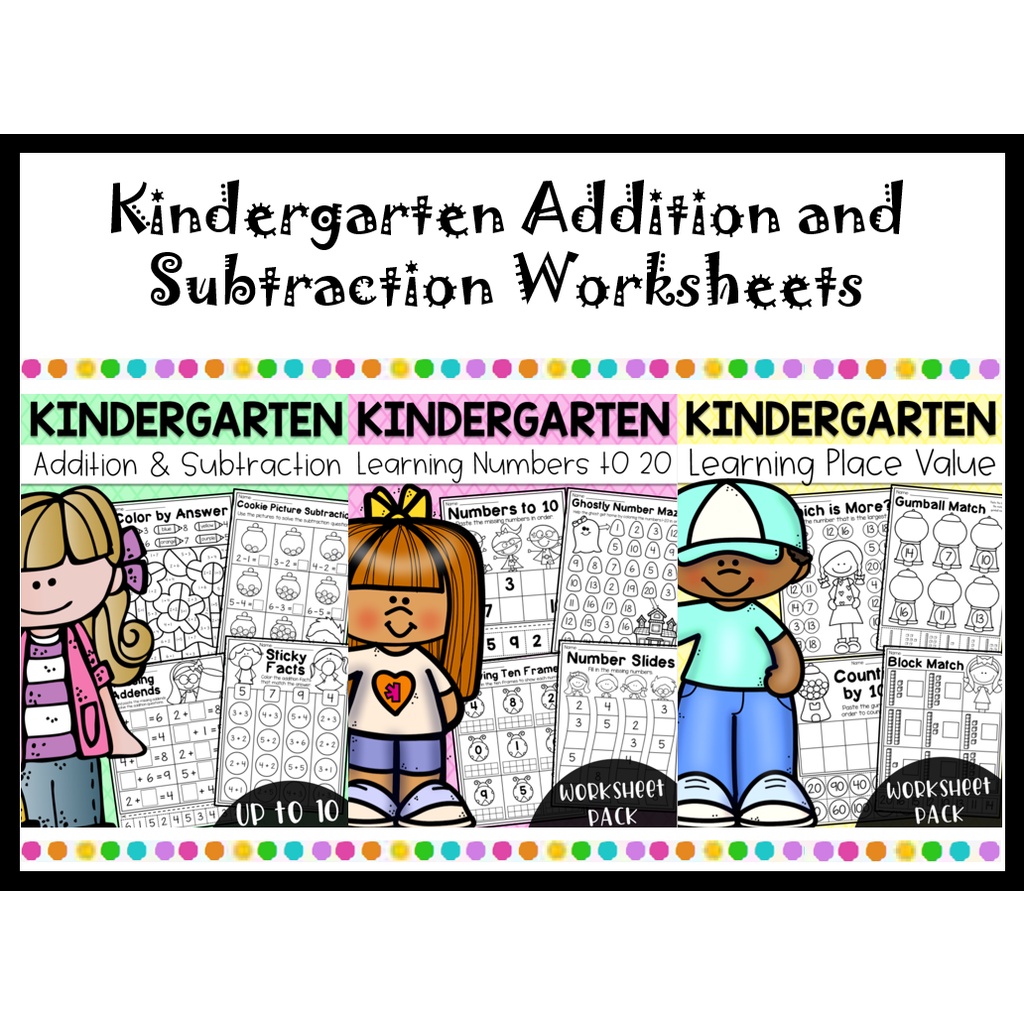 KINDERGARTEN ADDITION AND SUBSTRACTION WORKSHEETS PRINTABLE | Shopee ...