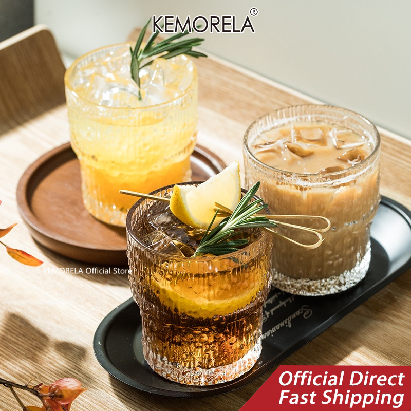 KEMORELA 260ml Glass Fresh Ins Wind Hammer Pattern Whiskey Cocktail ...