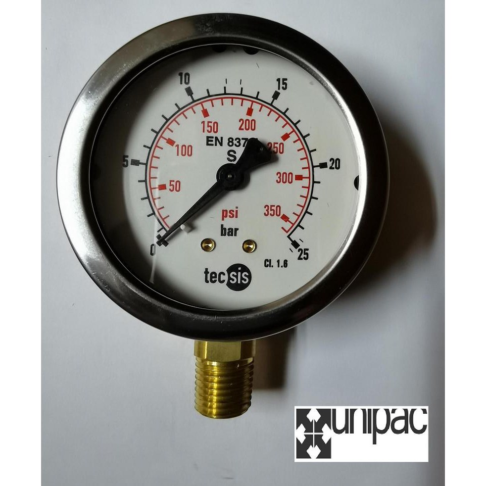 Pressure Gauge Tecsis Half Stainless Steel Pressure Gauge With Glycerine Filling (1/4" NPT
