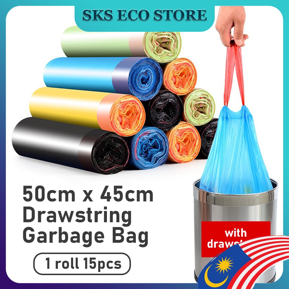 50cmx45cm Garbage Bag Rubbish Bag Drawstring Trash Bag Plastik Sampah