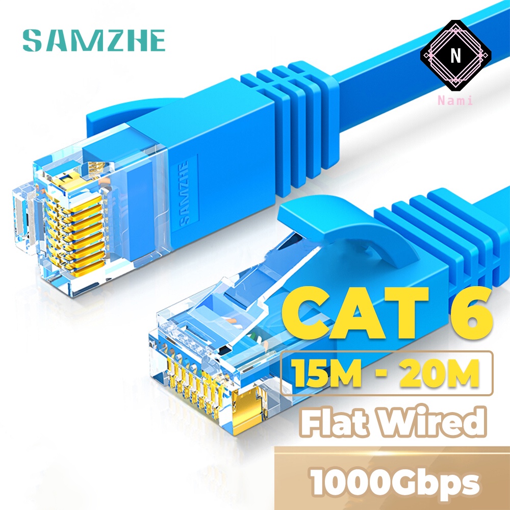 SAMZHE 15 20 Meter CAT6 Flat RJ45 Lan Cable Patch
