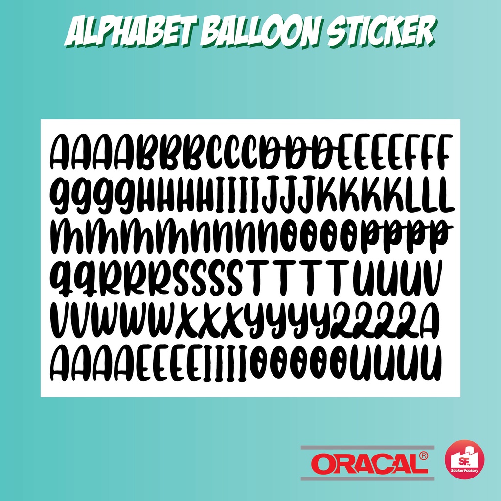 AL6 100 pcs Alphabet Balloon Sticker for Aqua Bobo Bubble Balloon ...