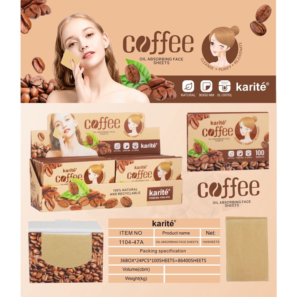 Coffee Oil Absorbing Face Sheets Natural Oil Control Shopee Malaysia