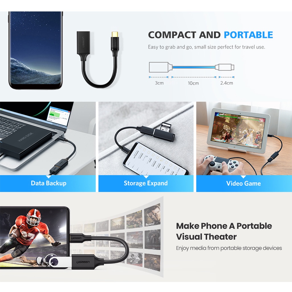 UGREEN USB C to USB Adapter Type C OTG Cable USB C Male to USB 3.0 A ...
