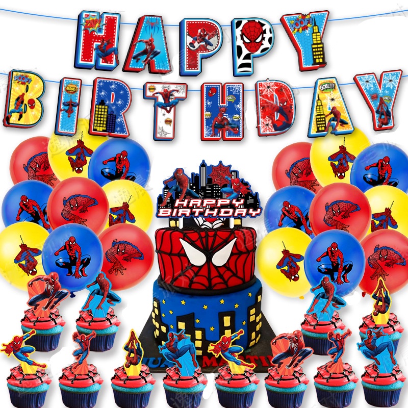 Superhero Spiderman Balloons Theme Birthday Party Decoration Set Letter ...