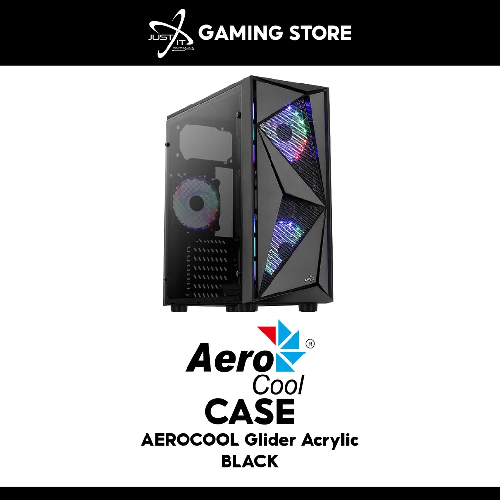 AEROCOOL GLIDER MID TOWER CASE ( COSMO-G-BK-V1 ) GAMING CASING ATX ...