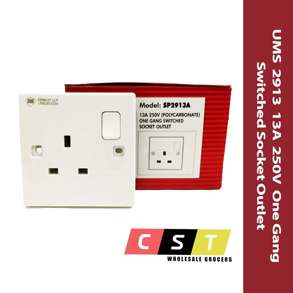 UMS 2913 13A 250V One Gang Switched Socket Outlet [SIRIM] [Product ...