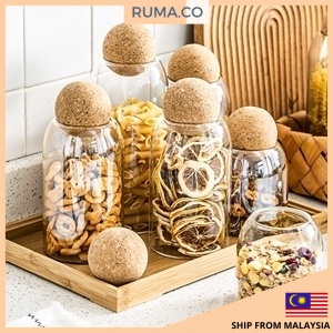 RUMACO Cork Lid Glass Borosilicate Canister Jar with Lid Storage Jar ...