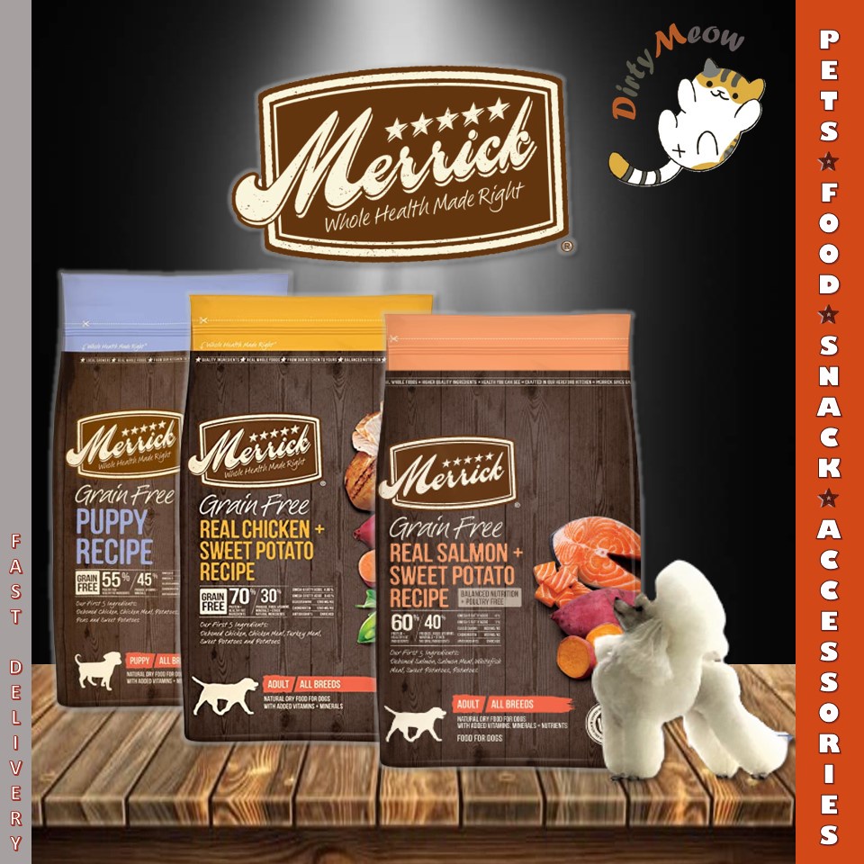 Merrick Grain Free Dry Dog Food 1.8KG (Salmon,Chicken,,Puppy) | Shopee ...