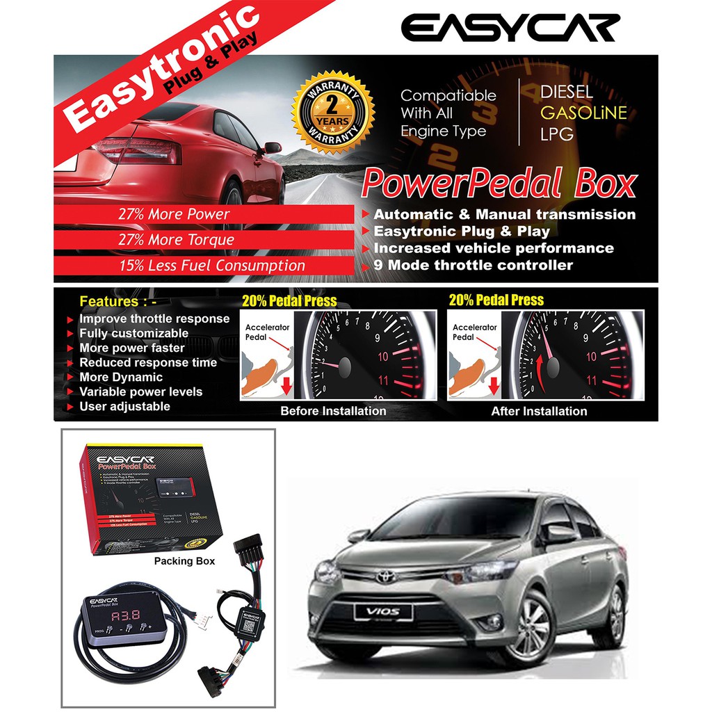 Toyota Vios 2015 Easycar Power Pedal Box Electronic Throttle Controller