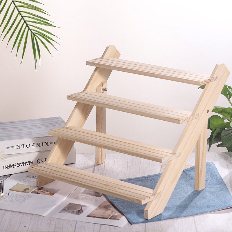 Premium Nordic Modern 2/3/4 Tier Wooden Rack Display Shelve Rack Flower ...