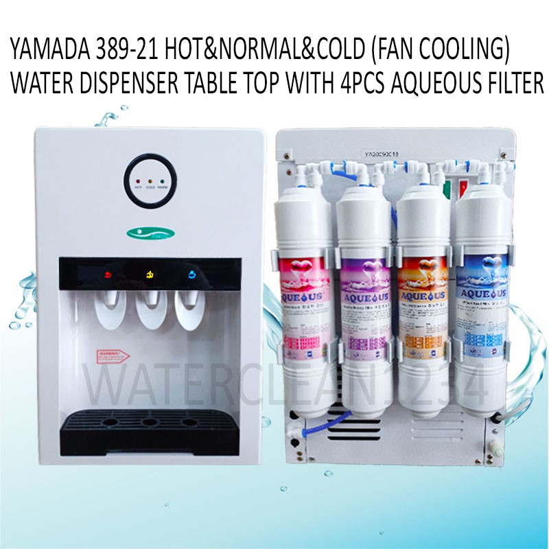 Yamada Alkaline Water Dispenser Hot & Normal & Cold Model 38921 With 4 Pcs Aqueous Alkaline