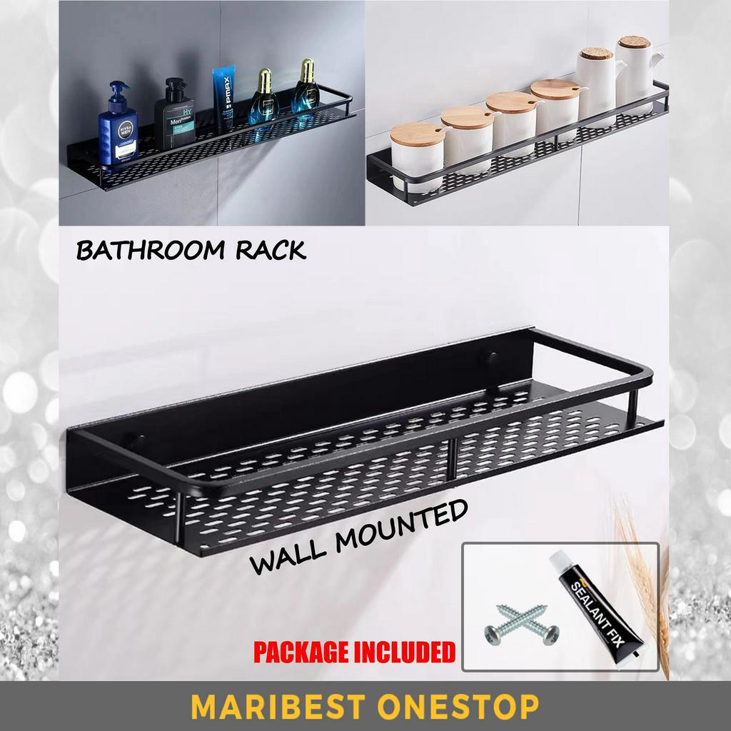 BLACK SHAMPOO SHELF Aluminum Bathroom Bath Shampoo Basket Bathroom Rack ...