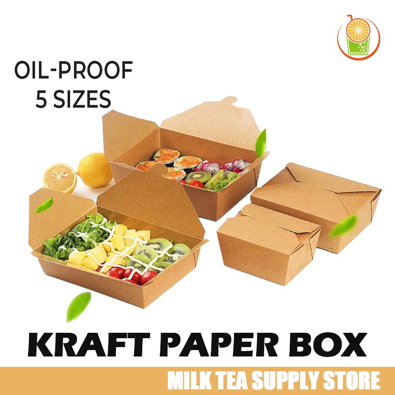 50PCS Lunch Meal Box Kraft Paper Takeout Box for Restaurant Disposable ...