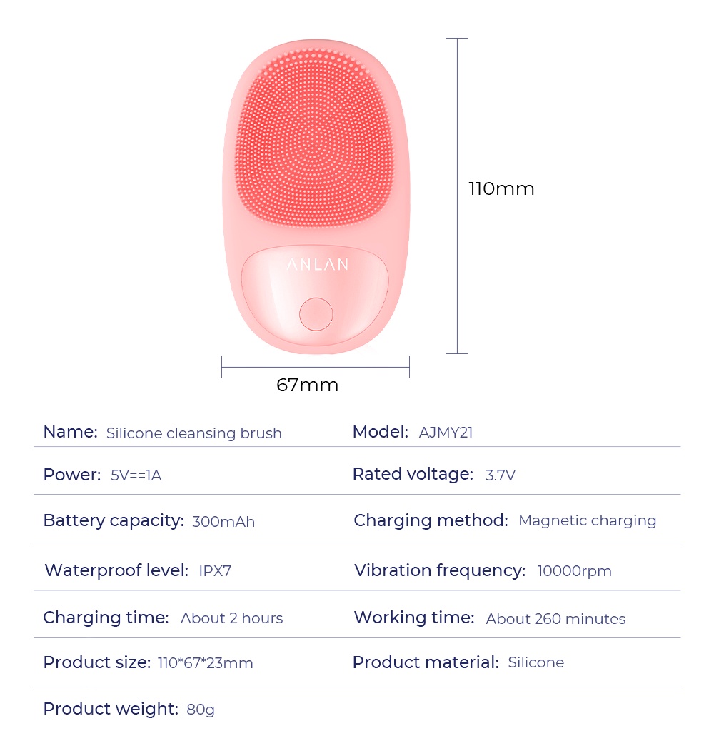 ANLAN Electric Facial Cleanser Silicone Sonic Cleansing Massage Brush ...