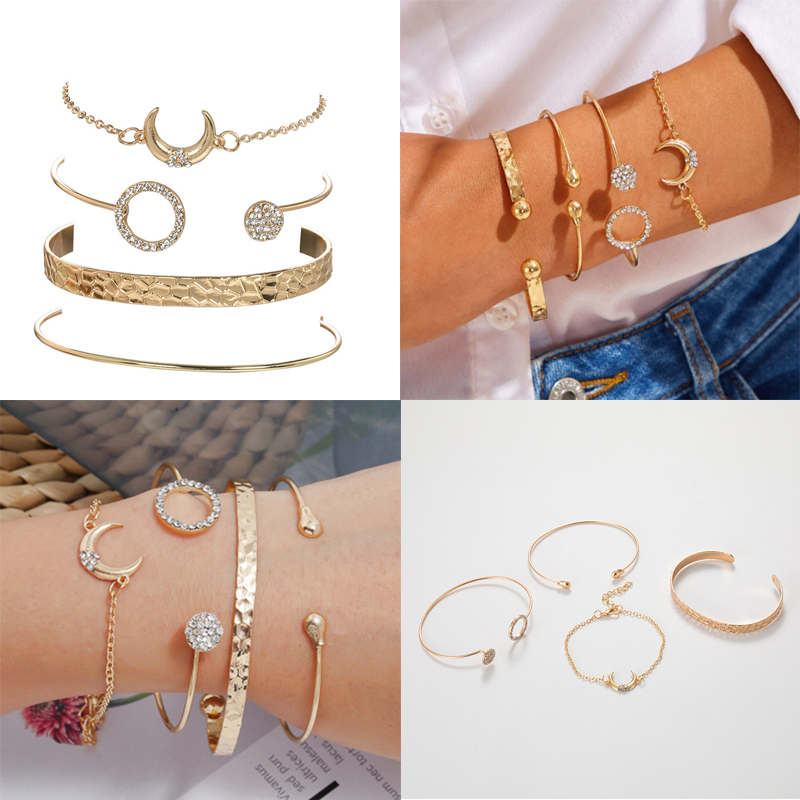 Fashion 4Pcs/Set Women Bracelets Women Jewelry Fashion Accessorries-Gold