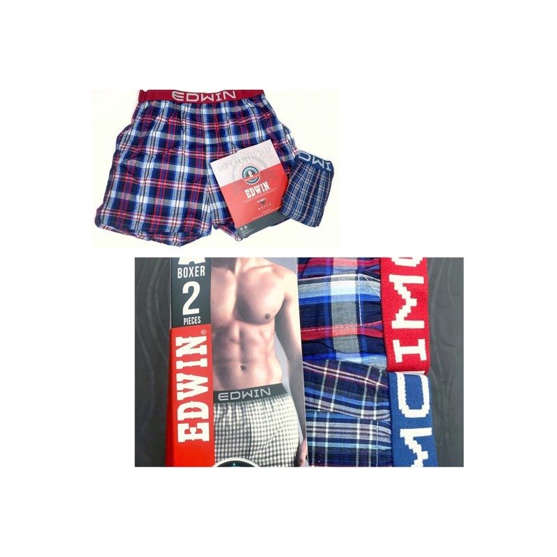 【EV2062-2】Edwin Woven Boxer Premium Quality Mens Underwear 2pcs ...