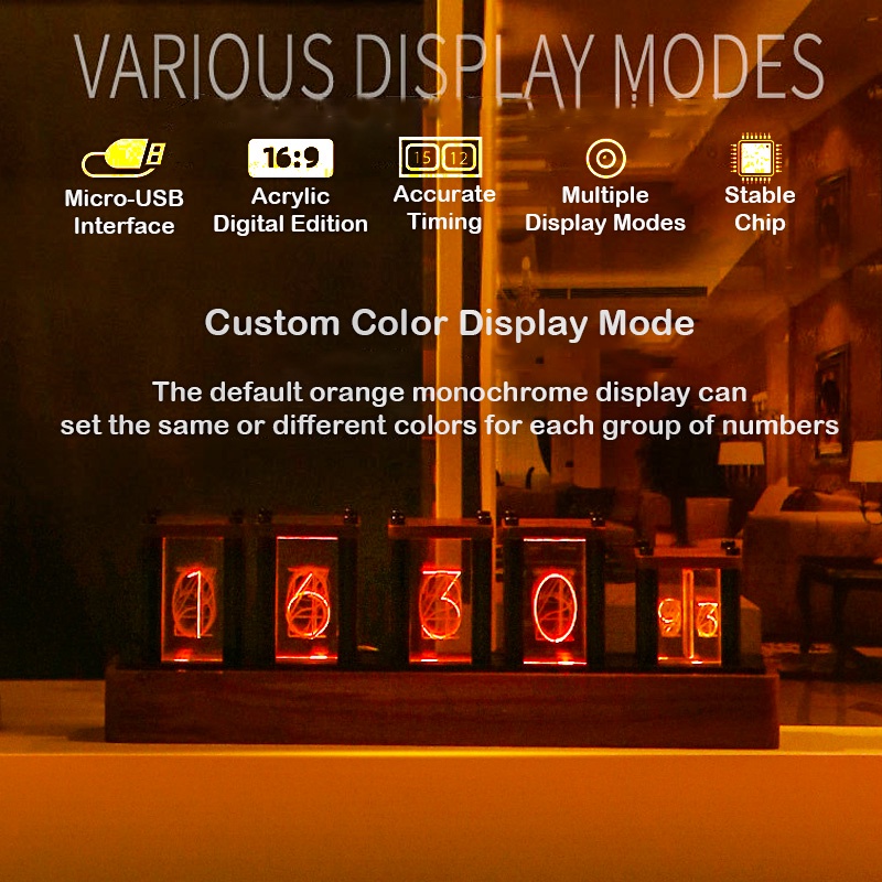 -LW- Electronic Clock RGB Clock Desktop Creative Decoration Retro ...