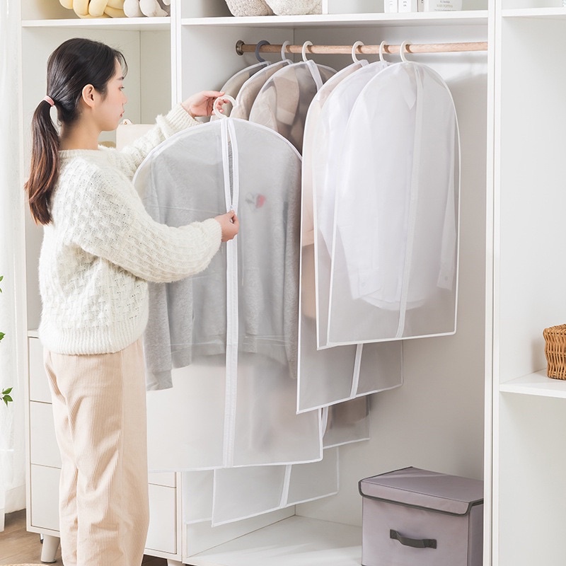 Ready Stock Clothes Dust Cover with Zipper Washable Transparent Hanging