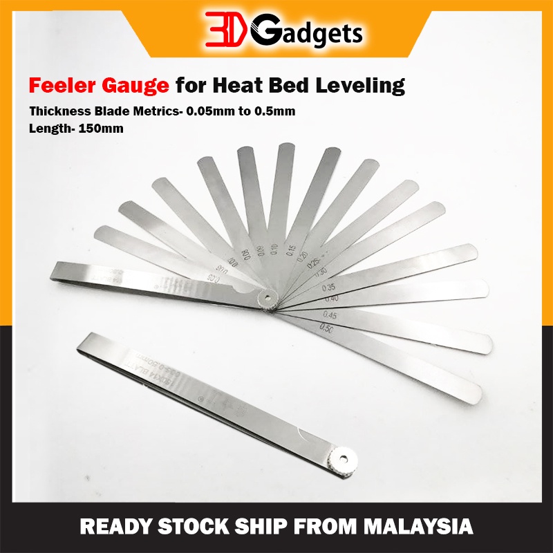 Feeler Gauge for 3D Printer Heat Bed Leveling 0.051.0mm (14 sizes