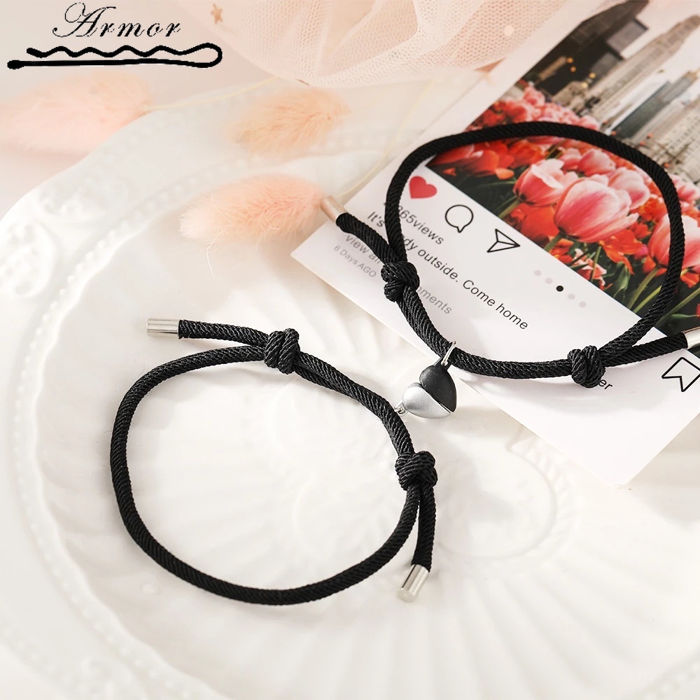 [ 1Pair Adjustable Braided Rope Bracelet ] [ Fashion Black and White ...