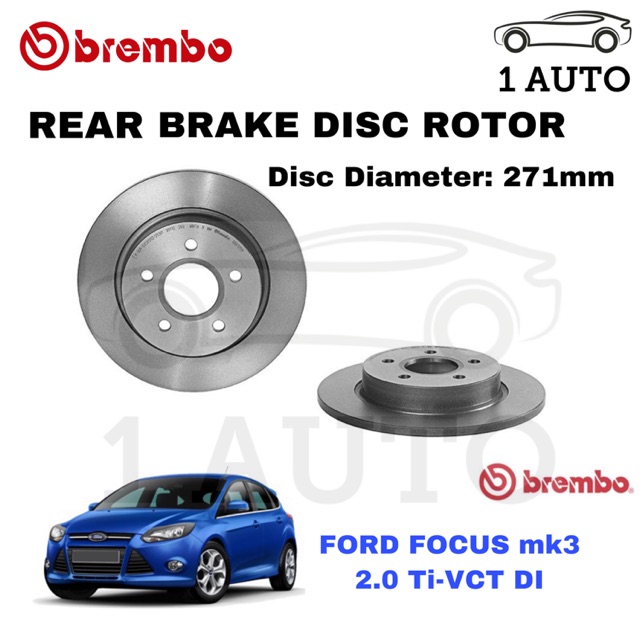 GENUINE BREMBO REAR BRAKE DISC ROTOR FORD FOCUS mk3 2.0 Ti-VCT DI (2011 ...