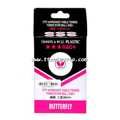 Butterfly R40+ [White] Table Tennis Ball 6pcs