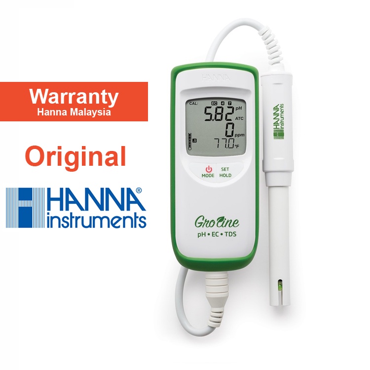 Hanna GroLine Hydroponics Waterproof pH/EC/TDS/Temperature Portable ...