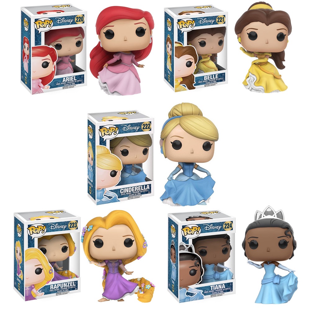 Funko Pop Disney Princess Ariel Belle Cinderella Rapunzel Tiana 222 223 ...