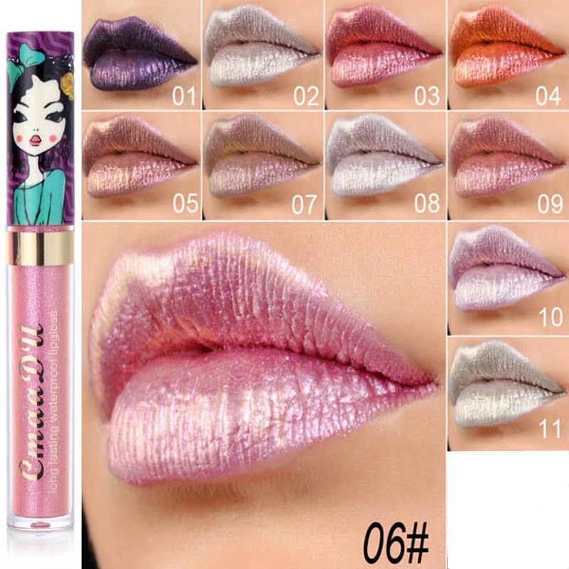 Lip Gloss Make Liquid Lipstick Waterproof Long Lasting Lip Gloss Pink  Female Lipstick Diamond Symphony Shiny Matte Metal Lip Gloss Lipstick