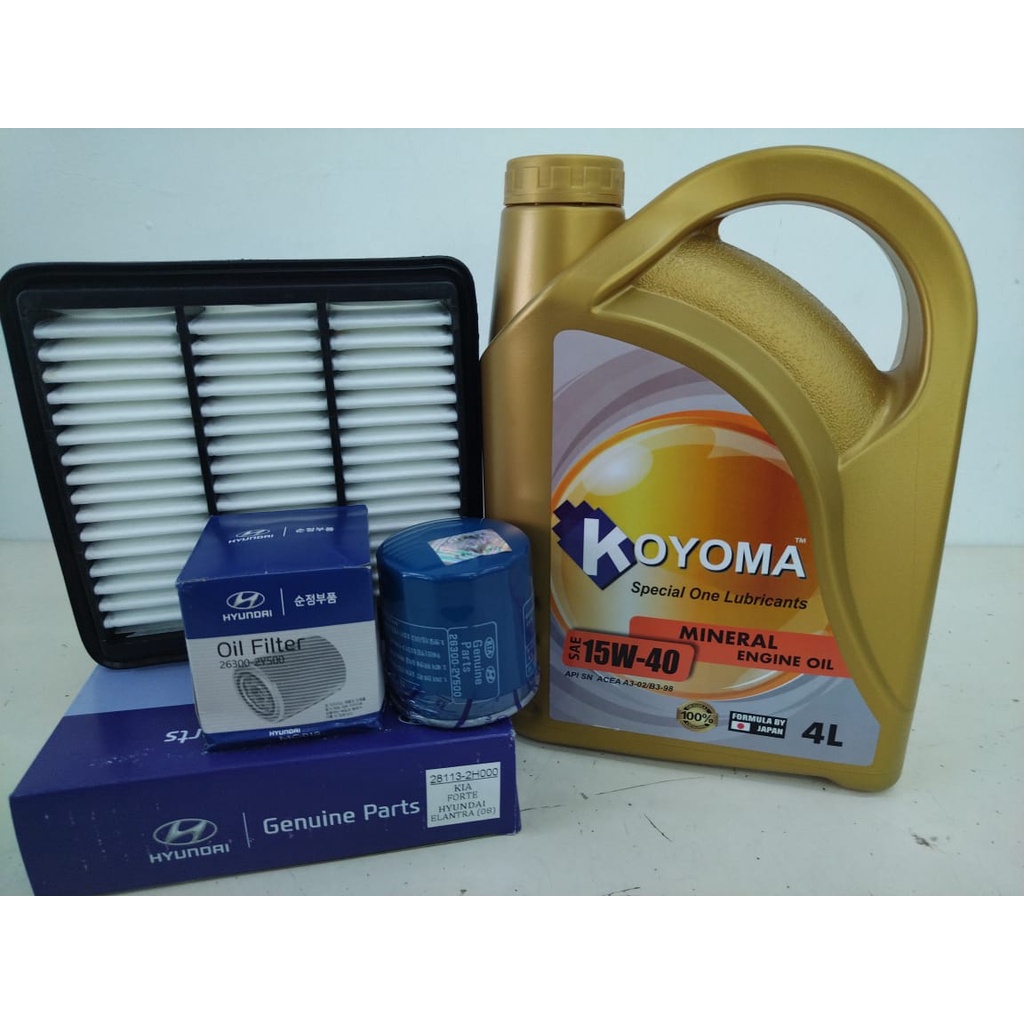 KIA FORTE AIR FILTER + OIL FILTER + KOYOMA 15W40 MINERAL ENGINE OIL ...