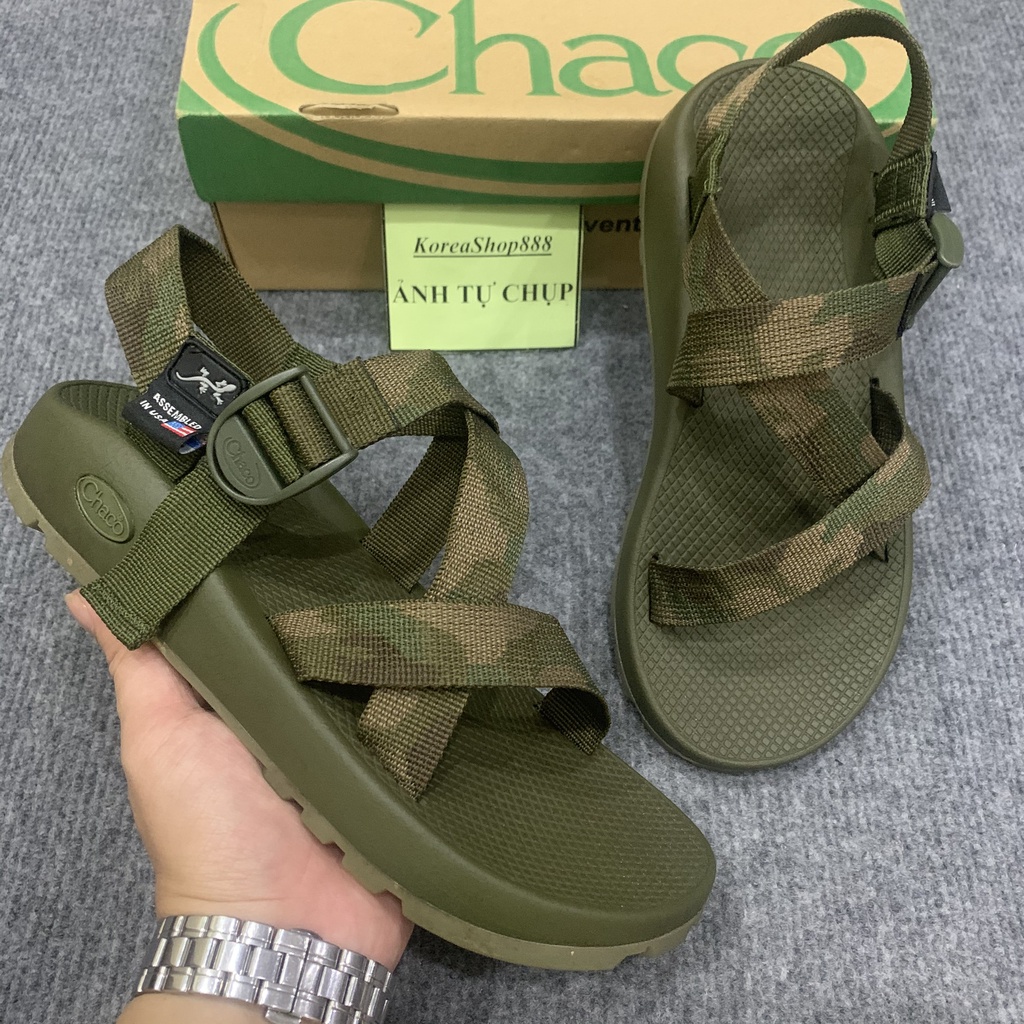 Chaco Hard Sole Sandals With Camouflage Pattern Strap For Men D32