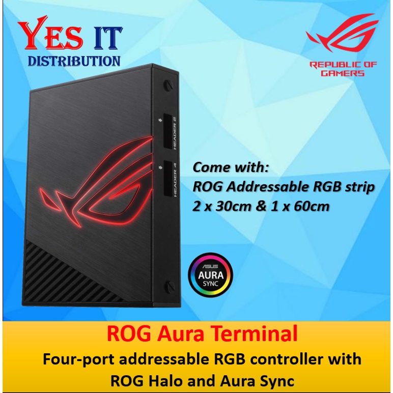 ASUS ROG Aura Terminal Four-port Addressable RGB controller with ROG ...