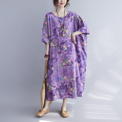 Kaftan Cotton Murah Terengganu Baju Kelawar Viral Plus Size Batik Lengan Panjang Beach Maxi Dress