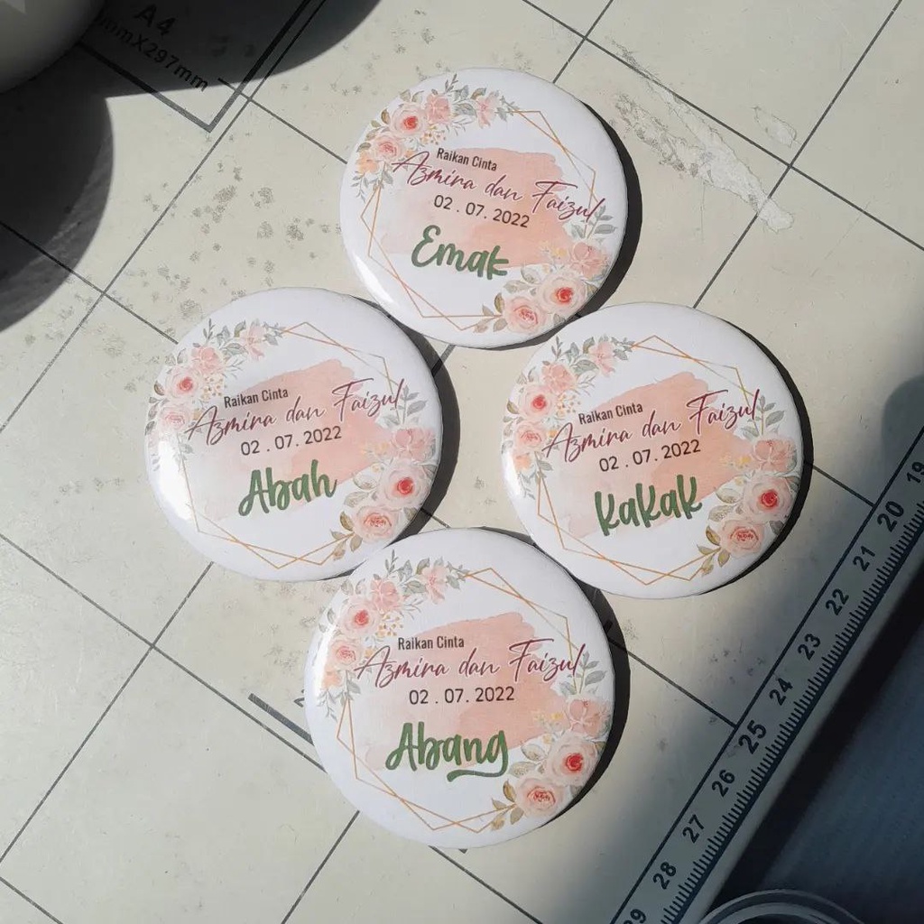 Button Badges Safety Pin Untuk Majlis Perkahwinan | Rewang | Crew ...